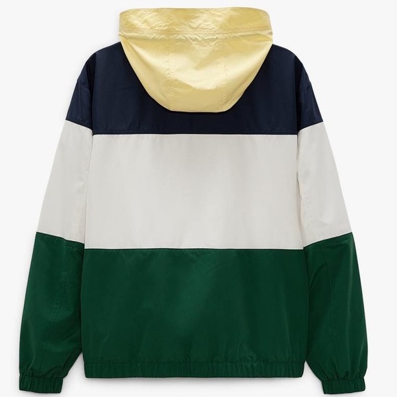 NWT ZARA Men’s Jacket Windbreaker Multicoloured Size XL Green Blue Yellow White - Picture 2 of 11